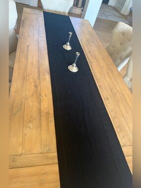 Black Linen Table Runner 104” x 16.5” Extra Long Minimalist Decor